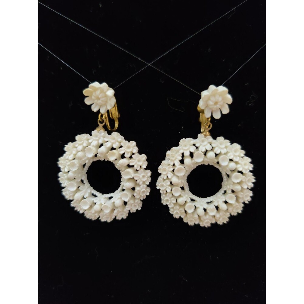 Floral Wreath Clip On Earrings